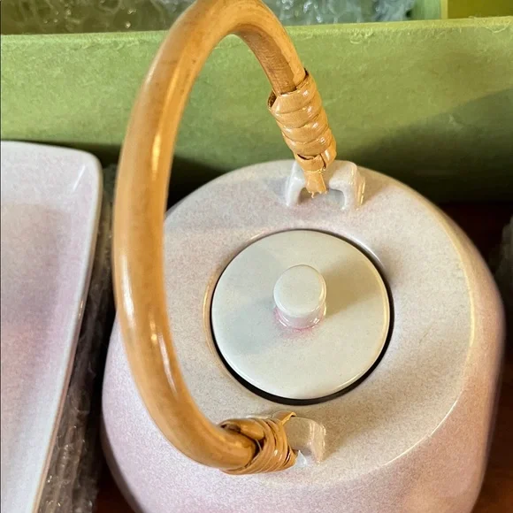 Vintage Ceramics Pink Tea Set with Bamboo Handle - Picture 6 of 14